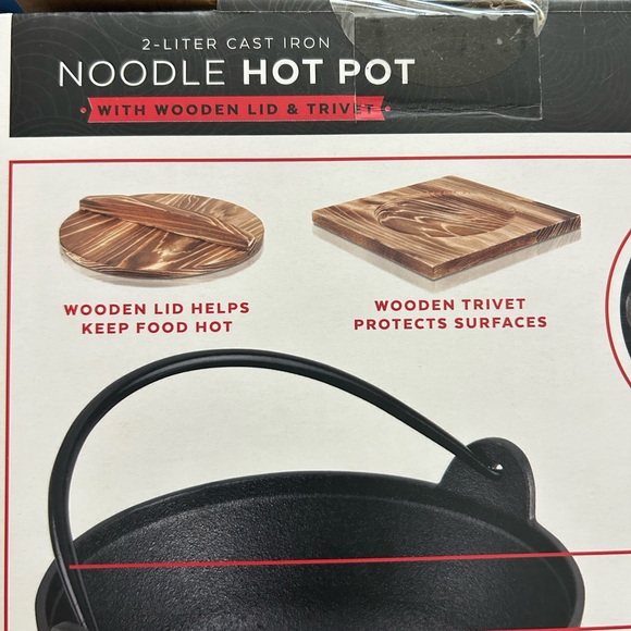 PARINI • 2 Liter Cast Iron Noodle Hot Pot • Black/Wood • Small • - Picture 9 of 9